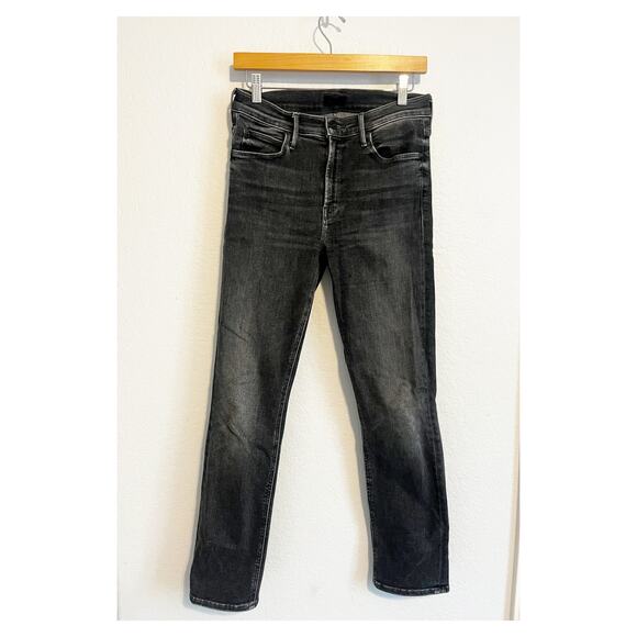 Mother Mid Rise Dazzler Ankle Straight Leg Jeans Night is Watching Black 28 - Picture 2 of 9